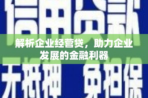 西青解析企业经营贷，助力企业发展的金融利器