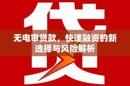 西青无电审贷款，快速融资的新选择与风险解析