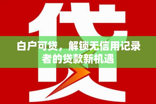 西青白户可贷，解锁无信用记录者的贷款新机遇