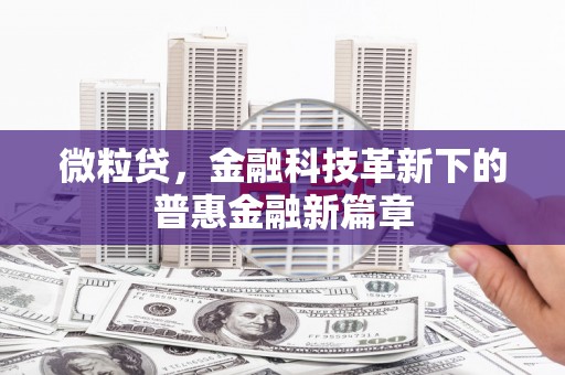 西青微粒贷，金融科技革新下的普惠金融新篇章
