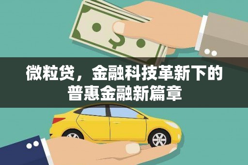 西青微粒贷，金融科技革新下的普惠金融新篇章